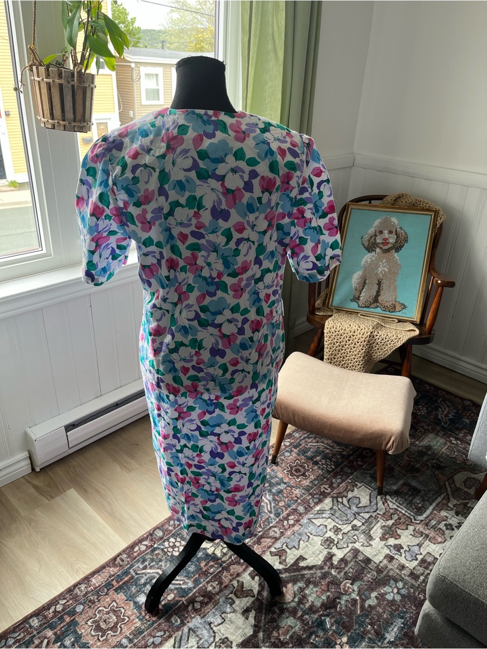 Women’s Vintage Cotton Floral Summers Dress Sailor Collar Cottagecore M/L - Picture 2 of 5